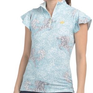 Kastel Denmark printed flutter sleeve quarter zip